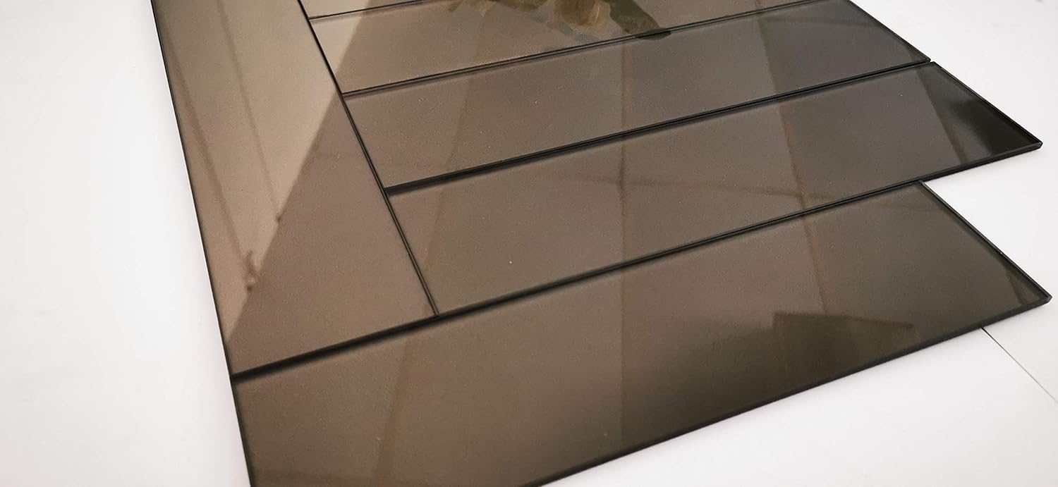 Abolos 3" x 12" Brown Straight Edge Glass Subway Backsplash Tile