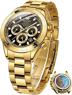 OLEVSMens Automatic Watches Mechanical Self-Winding OUPINKE Brand Luxury Men Watch Stainless Steel Waterproof Double-Sided Hollows Big Face Business Watches for Mens Gift