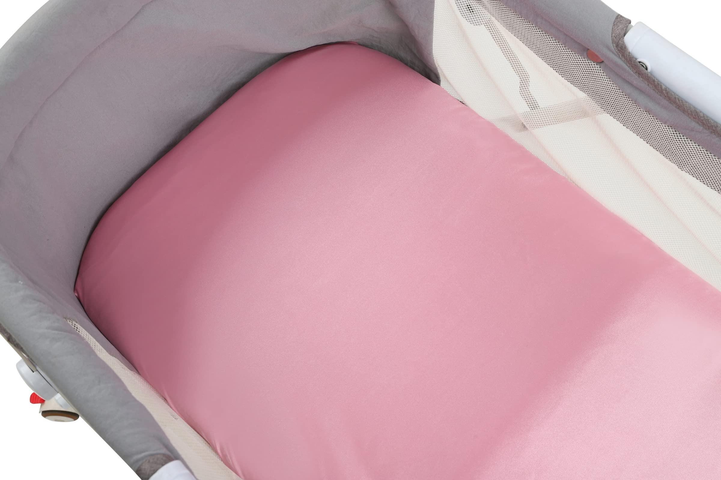 Lot de 2 draps de berceau en satin ultra doux en soie pour berceau, rectangulaire, sablier, ovale, protection pour les cheveux et la peau de bébé, draps de berceau ou de couffin, gris clair et rose
