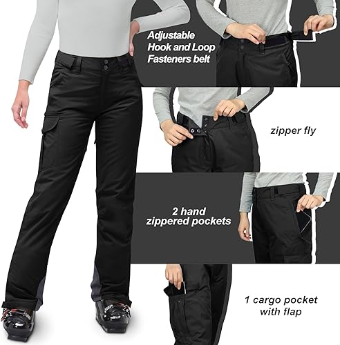 Miniatura 5 de 33,000ft Pantalones de nieve aislados para mujer, pantalones de esquí impermeables para snowboard con polainas para botas