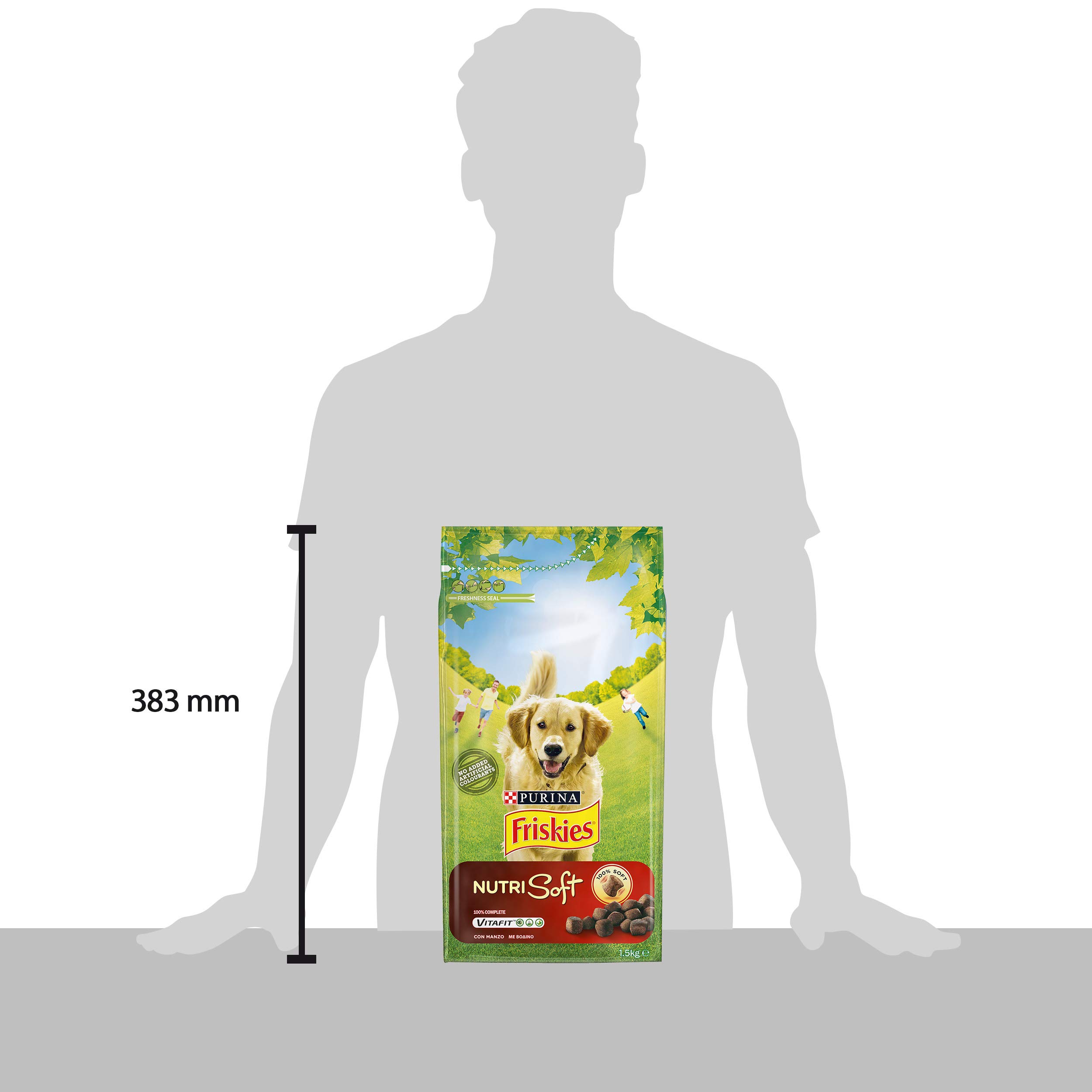 PURINA FRISKIES Nutri Soft Vitafit Crocchette per Cani Adulti con Manzo 6 Sacchi da 1.5kg