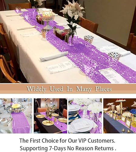 Vista 96 de Camino de mesa de lentejuelas doradas, 12 x 72 pulgadas, paquete de 15 caminos de mesa de boda con purpurina, camino de mesa dorado brillante