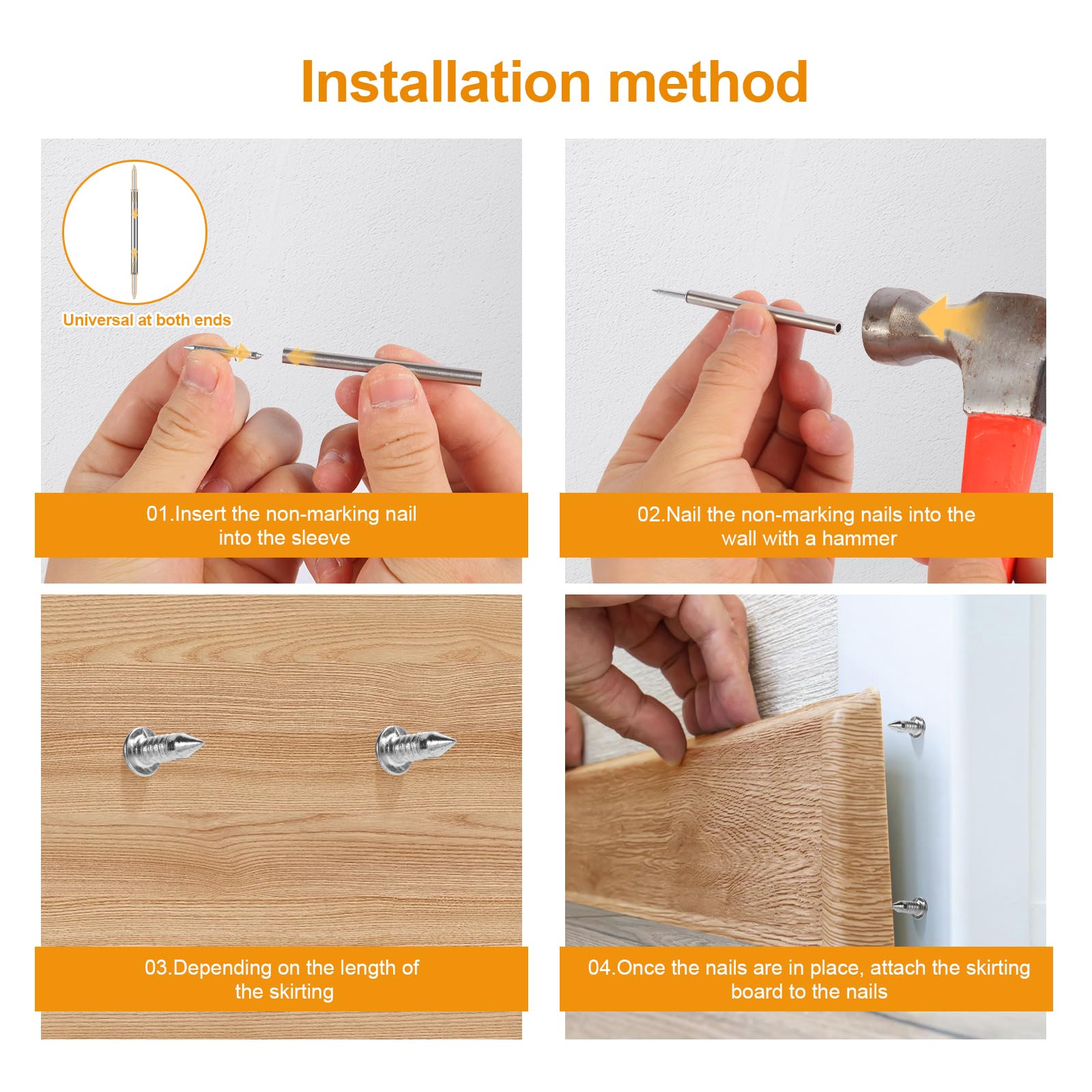 Double Headed Skirting Nails, 400Pcs with 4 Sleeve Tools — Amazon image 7