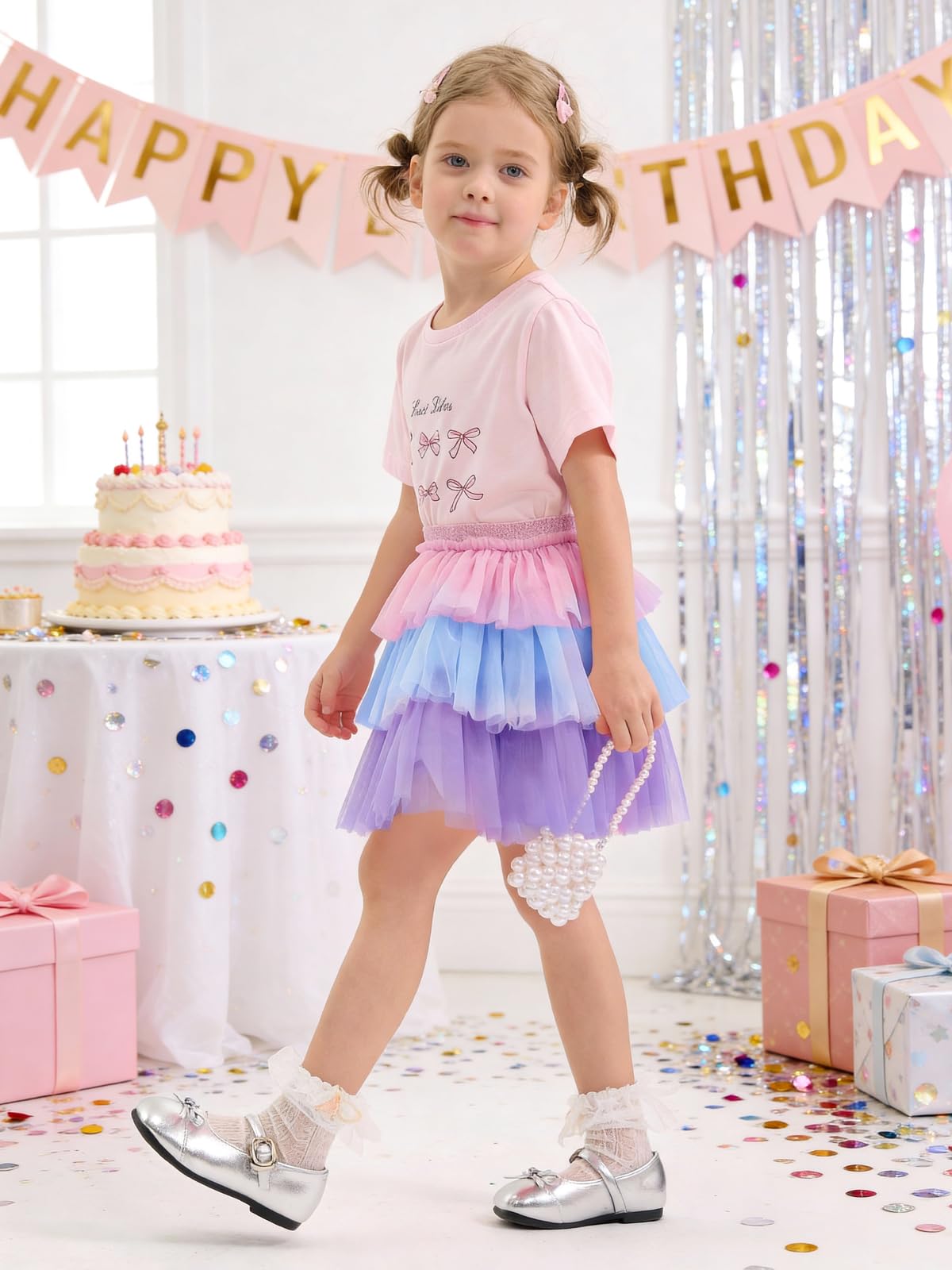 Miipat Gonna per Bambina 3 Strati Tulle Ragazze Tutu Gonne Principessa con Fodera tutù per Bambini Festa Danza Compleanno