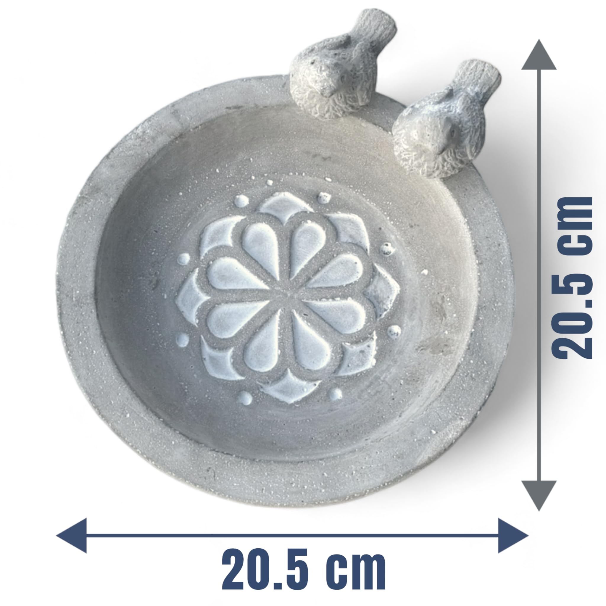 MIJOMA Bain d'oiseaux en ciment, décoration de jardin résistante au gel, pour oiseaux sauvages, bijou de jardin élégant (fleurs et oiseaux)