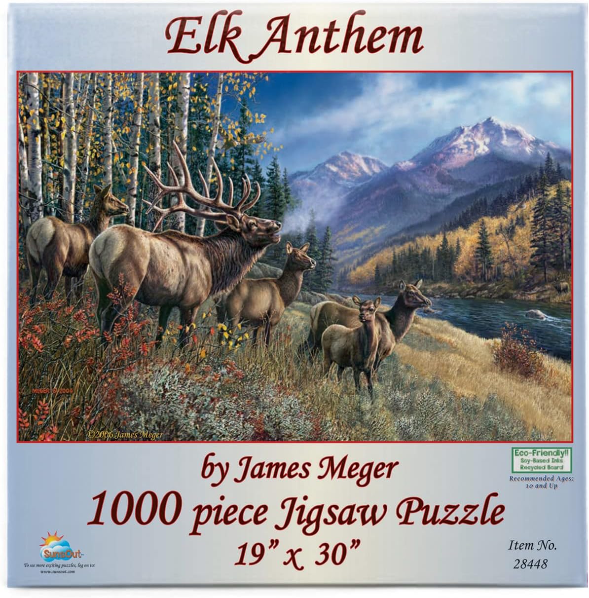 SUNSOUT INC - Elk Anthem - 1000 pc Jigsaw Puzzle by Artist: James Meger - Finished Size 19" x 30" - MPN# 28448