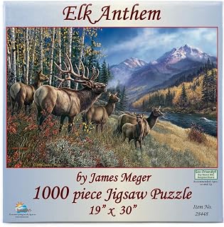SUNSOUT INC - Elk Anthem - 1000 pc Jigsaw Puzzle by Artist: James Meger - Finished Size 19" x 30" - MPN# 28448