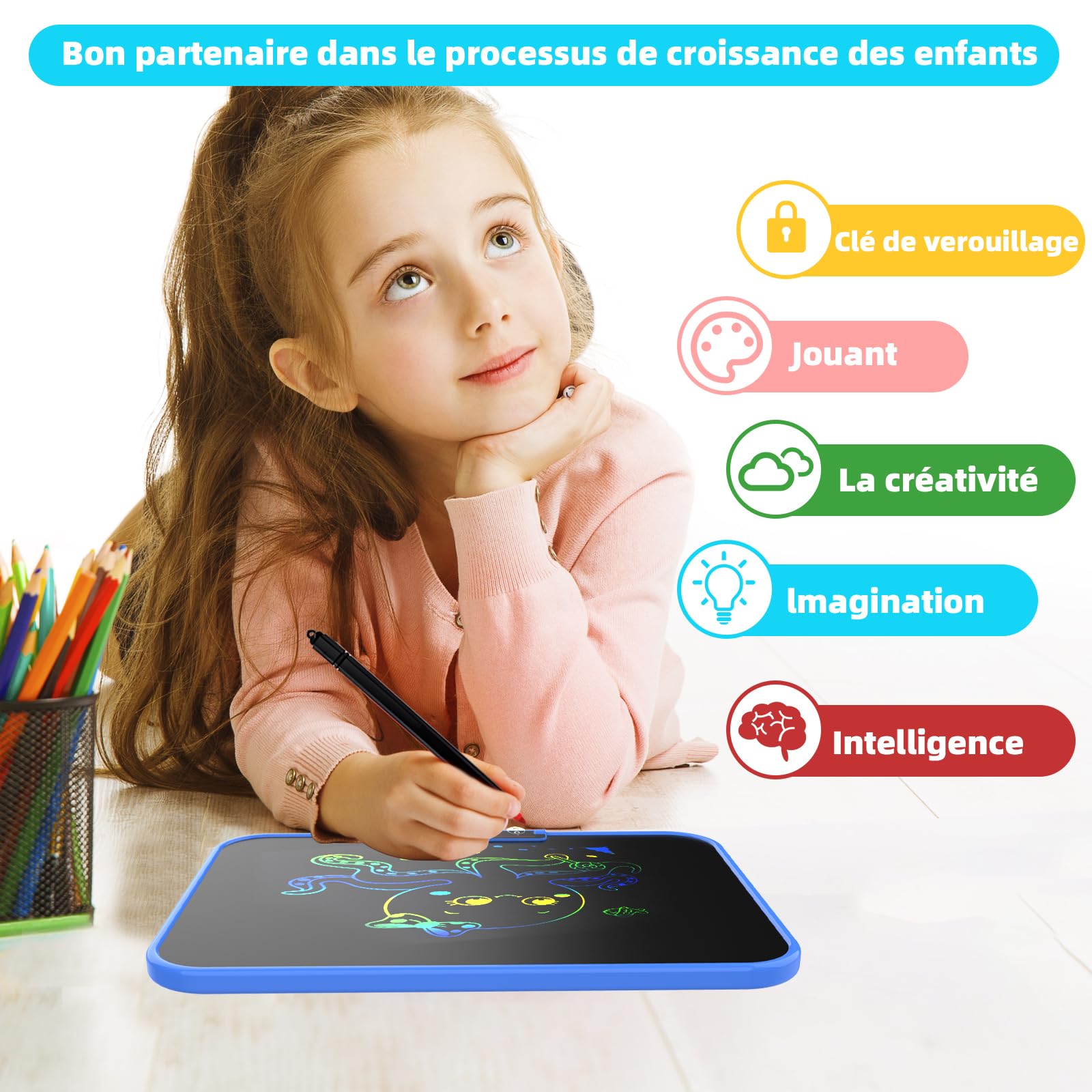 Topfree Tablette D'écriture LCD 7,5 Pouces – Ardoise Magique Couleur, Dessin Et Graffiti, Cadeau Pour Enfants 2-7 Ans