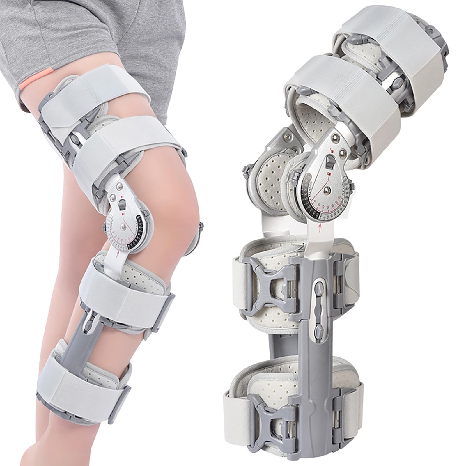 Rodillera con descargador Ajustable, inmovilizador de Rodilla con bisagras para desgarro de menisco y Dolor en la articulación de la Rodilla por Hueso con Hueso