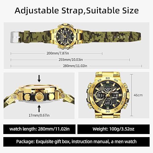 Miniatura 8 de Men's Outdoor Sports Quartz Watches,Waterproof,Clock,Glow,Alarm Clock Multi-Function Analog & Digital Watches for Men,Big Face Easy to