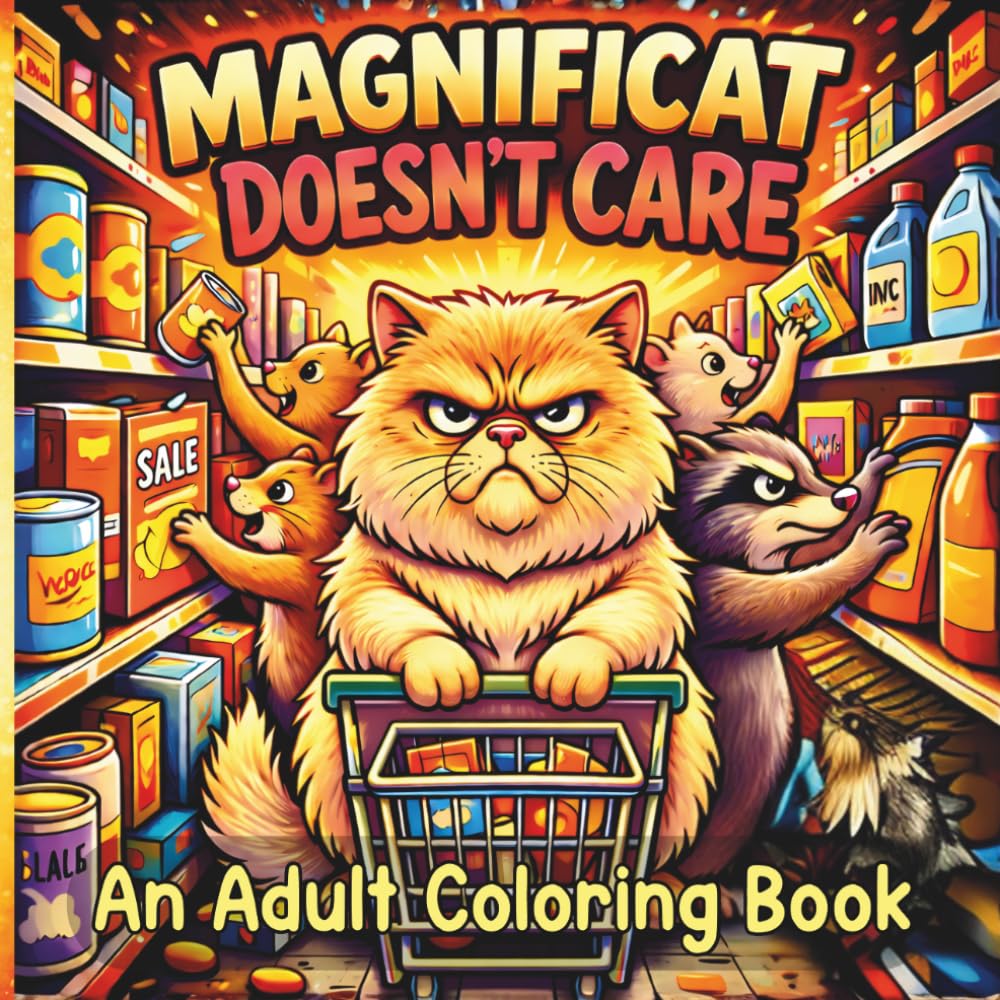 Magnificat Doesn't Care: An Adult Coloring Book: 30 Dark Humor Pages for Stressed-Out Adults - Sarcastic Cat Stress Relief for Burnout, Bad Days and Everyone Who's Over It
