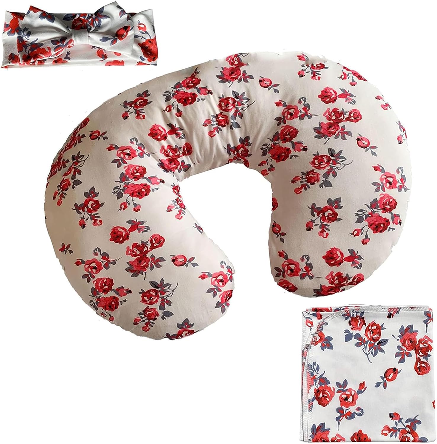 Nursing Pillow Cover and 31.5 Inches x 31.5 Inches Muslin Swaddle Blanket with