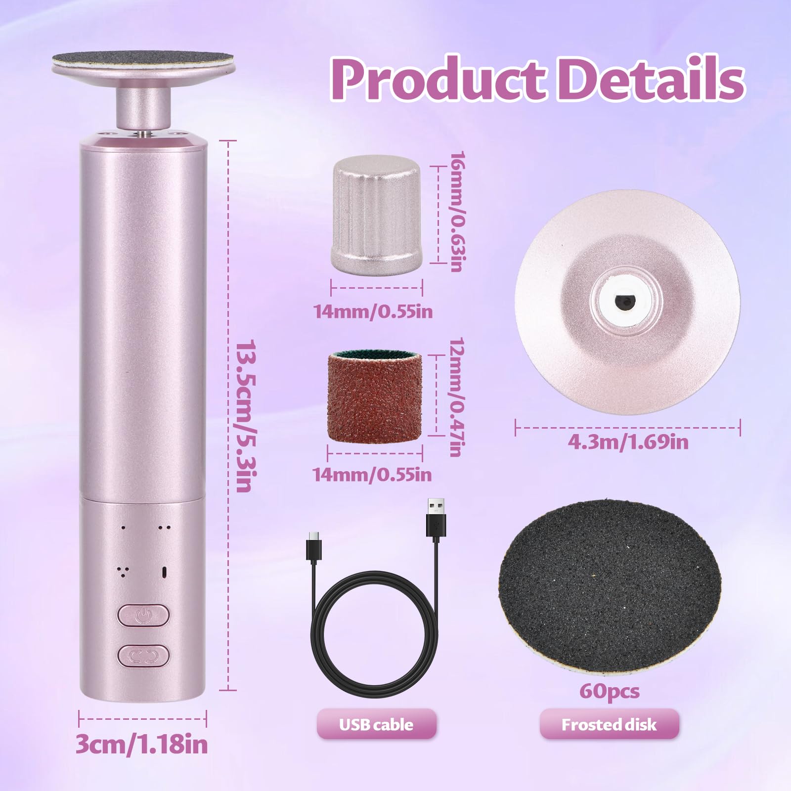 2 en 1 Lima Electrica Pies Durezas, Quita Durezas para Pies, Pedicura Profesional para Pies, Removedor de Callos Electrico para Secos y Agrietados Talones, 6 Velocidades Ajustables