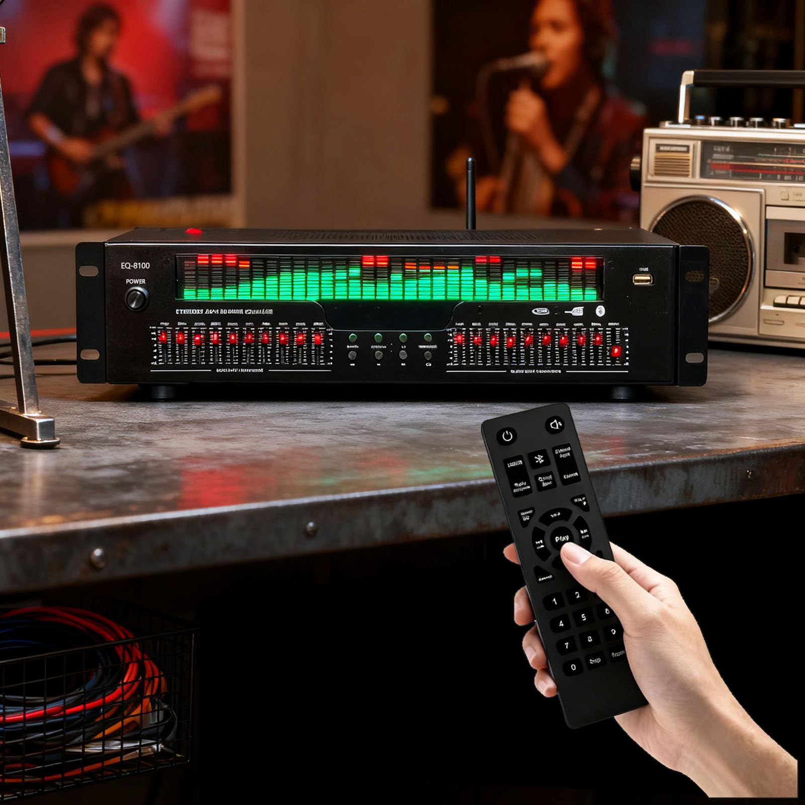 Equalizer, 31-Band Stereo Graphic Equalizer Professioneller Spectrum Analyzer Soundprozessor Soundsystem Rauschunterdrückung Klangoptimierung für Musikdarbietungen Aufnahmestudio