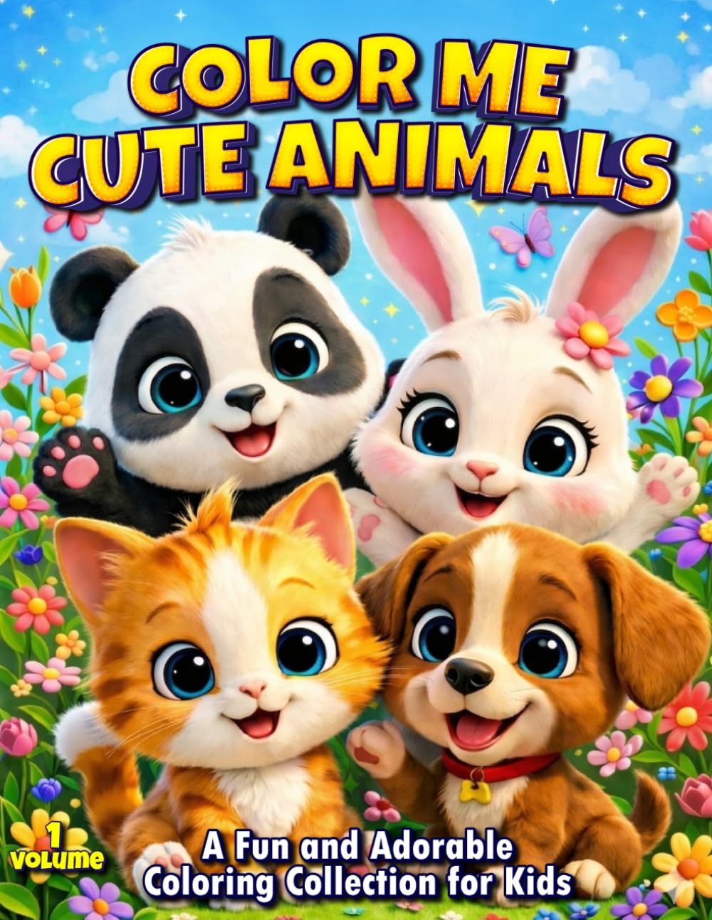 Color Me Cute Animals Volume 1: A Fun and Adorable Coloring Collection for Kids