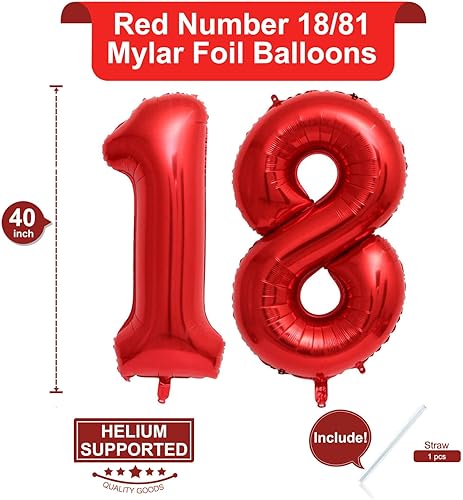 Miniatura 40 de Globos rojos de 40 pulgadas con el número 21 o 12 gigantes, 12 globos rojos de cumpleaños 21, globos de 12 años, suministros de decoración de fiesta