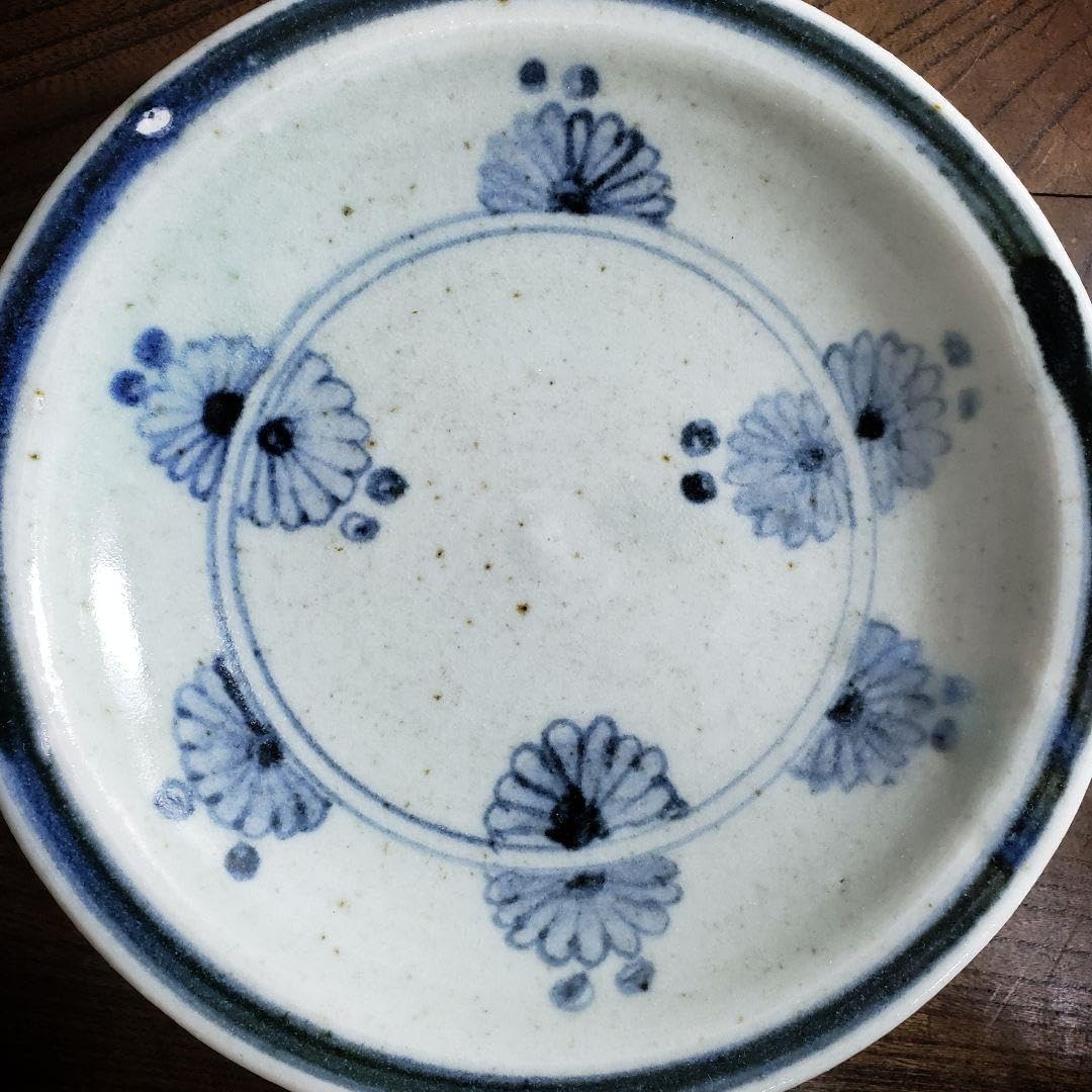 古染付皿 花鳥 中国美術 中国古玩 無傷鶏花鳥文南京赤絵五寸皿