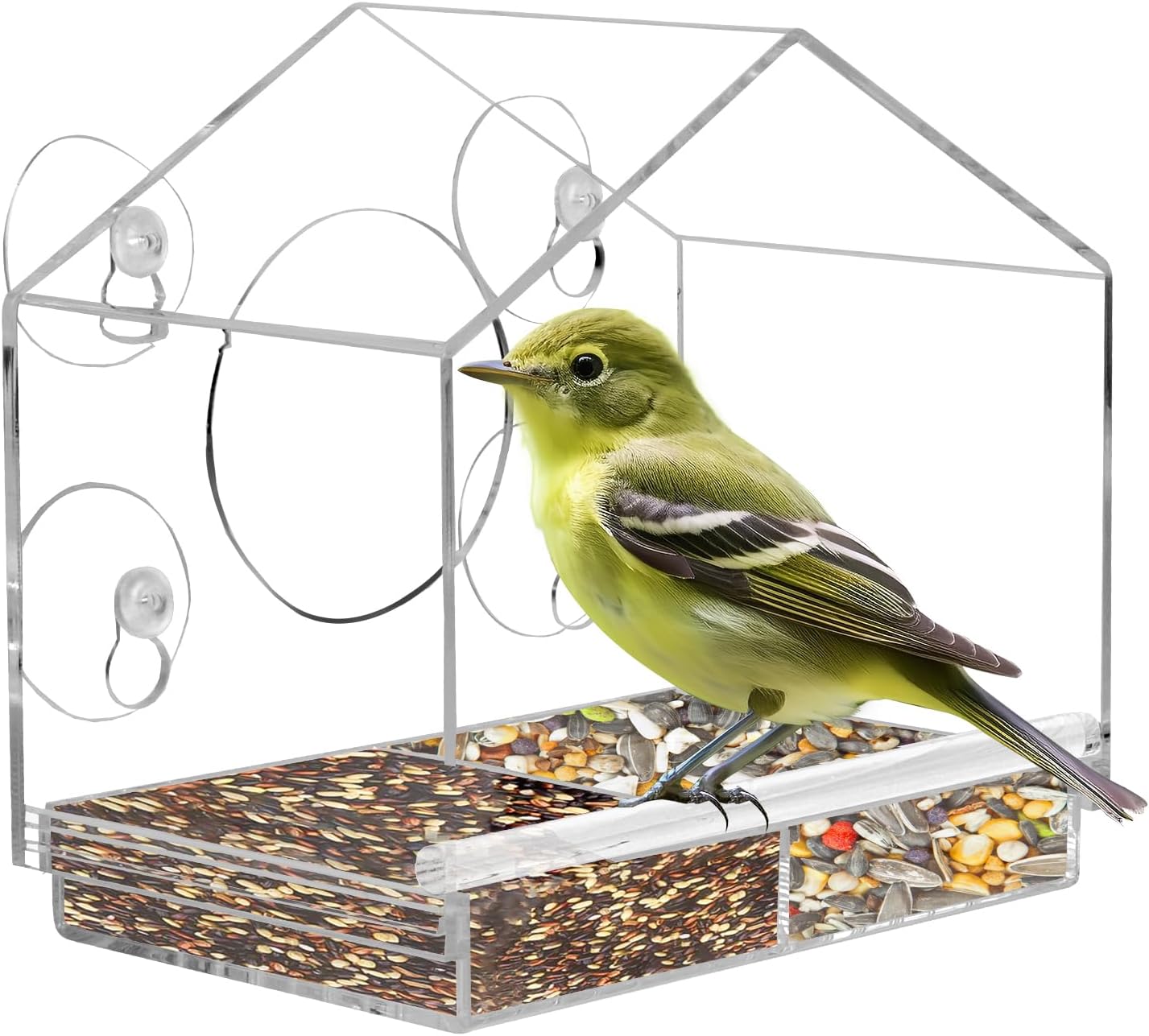 Bird Feeder, Hanging Bird Seed Feeder, Bird Feeding Station Outdoor Window Bird Feeder with Ultra-Strong Suction Cups - Perfect for Attracting Cardinals, Finches, Chickadees