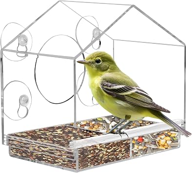 Bird Feeder, Hanging Bird Seed Feeder, Bird Feeding Station Outdoor Window Bird Feeder with Ultra-Strong Suction Cups - Perfect for Attracting Cardinals, Finches, Chickadees