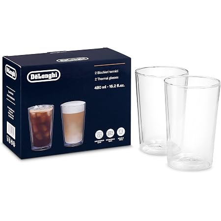 DeLonghi Essential Lot 6x Tasses Café Expresso 90ml Verre Double Paroi