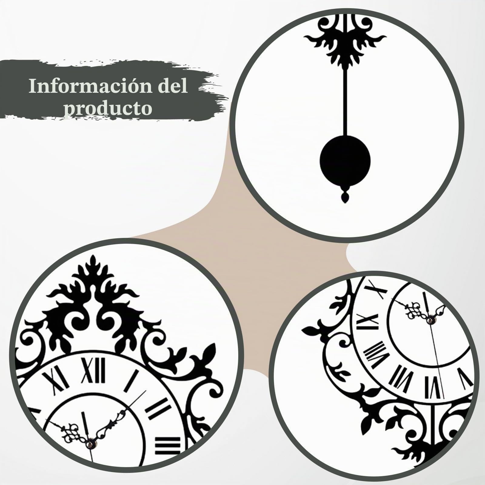 Reloj de Pared de péndulo silencioso con números Romanos para inauguración de hoteles, oficinas y Casas.