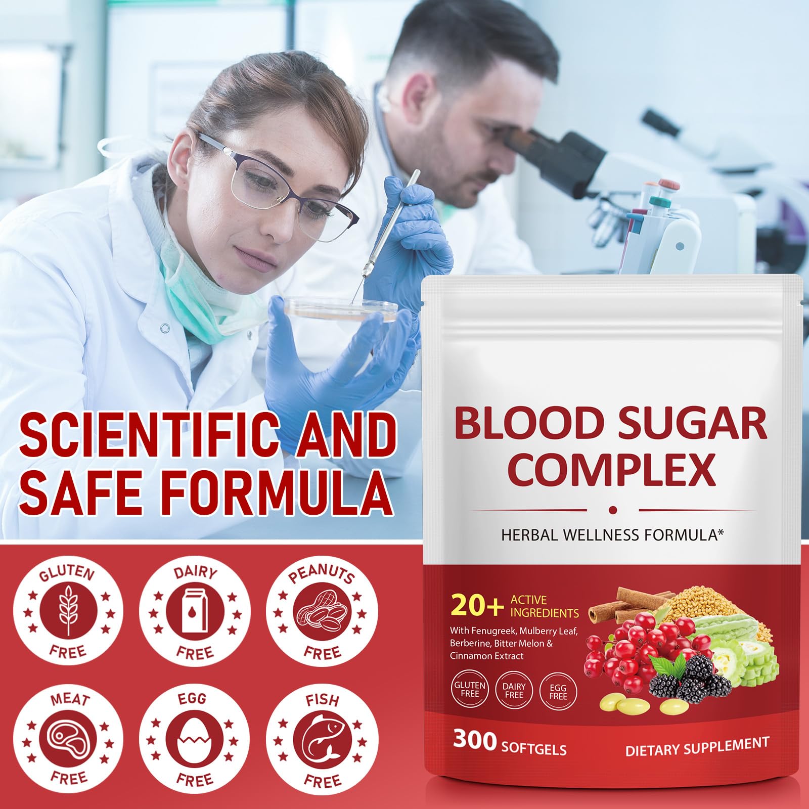 300 Softgels Blood Sugar Complex Supplement | 20+ Active Herbs-Berberine, Cinnamon, Bitter Melon, Mulberry Leaf, Fenugreek, Vitamins for Energy Level, Vitality Support | Clean Formula — Amazon image 7