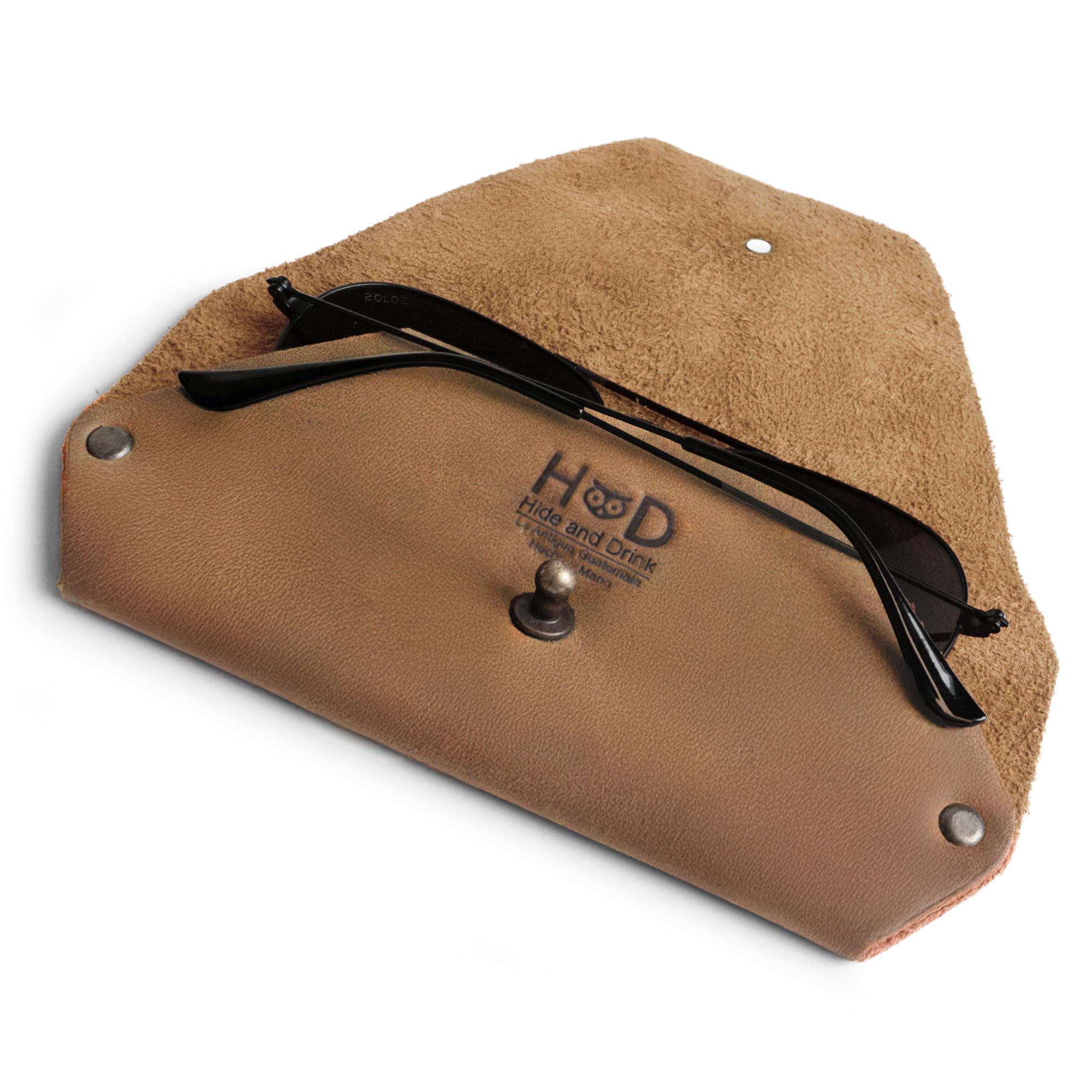 Hide & Drink, Étui de protection pour lunettes de soleil, idéal pour l'extérieur et les voyages, cuir pleine fleur, fait à la main