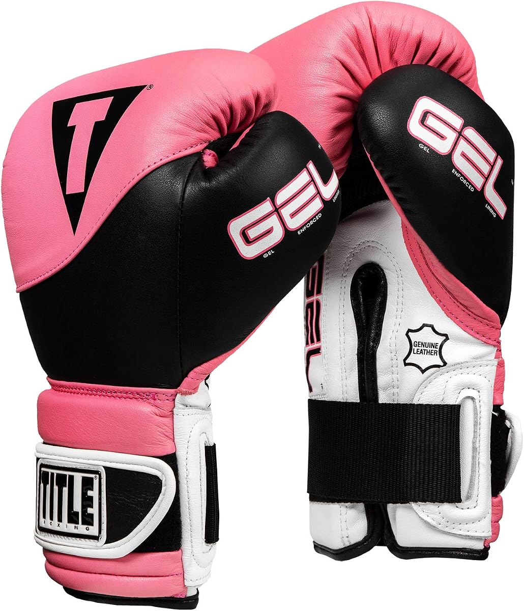 Title Boxing Gel Suspense Training Gloves, Pink/Black, 14 oz