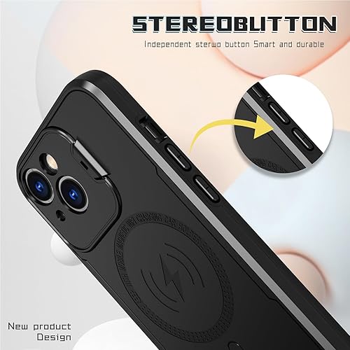 Miniatura 3 de Guppy Magnetic Case for iPhone 15, Compatible with MagSafe Charger, Camera Built-in Mount, Dual Layer Shockproof with Matte Hard Back, iPhone 15 6.1