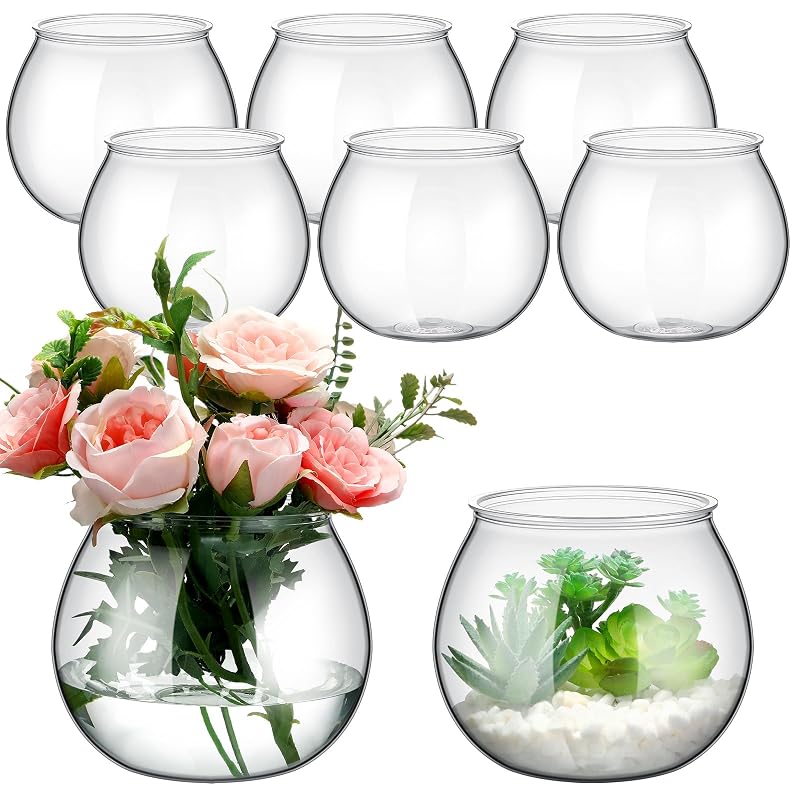 Aquário Globo de Plástico Transparente FoldTier para Peixes e Decoração, 810 mL, Pacote com 8