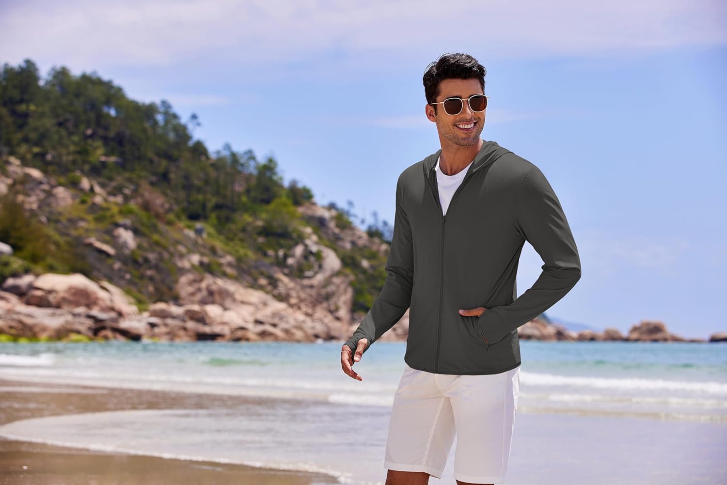 COOFANDY Men Full Zip UPF 50 Sun Protection Hoodie Jacket Long Sleeve Lightweight Breathable UV Shirts with Pockets - Image 2