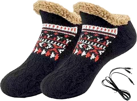 USB Heated Socks Men Women Heated Foot Warmer Socks Thick Fleece Floor Sock Thermal Slipper Sock Feet Heater