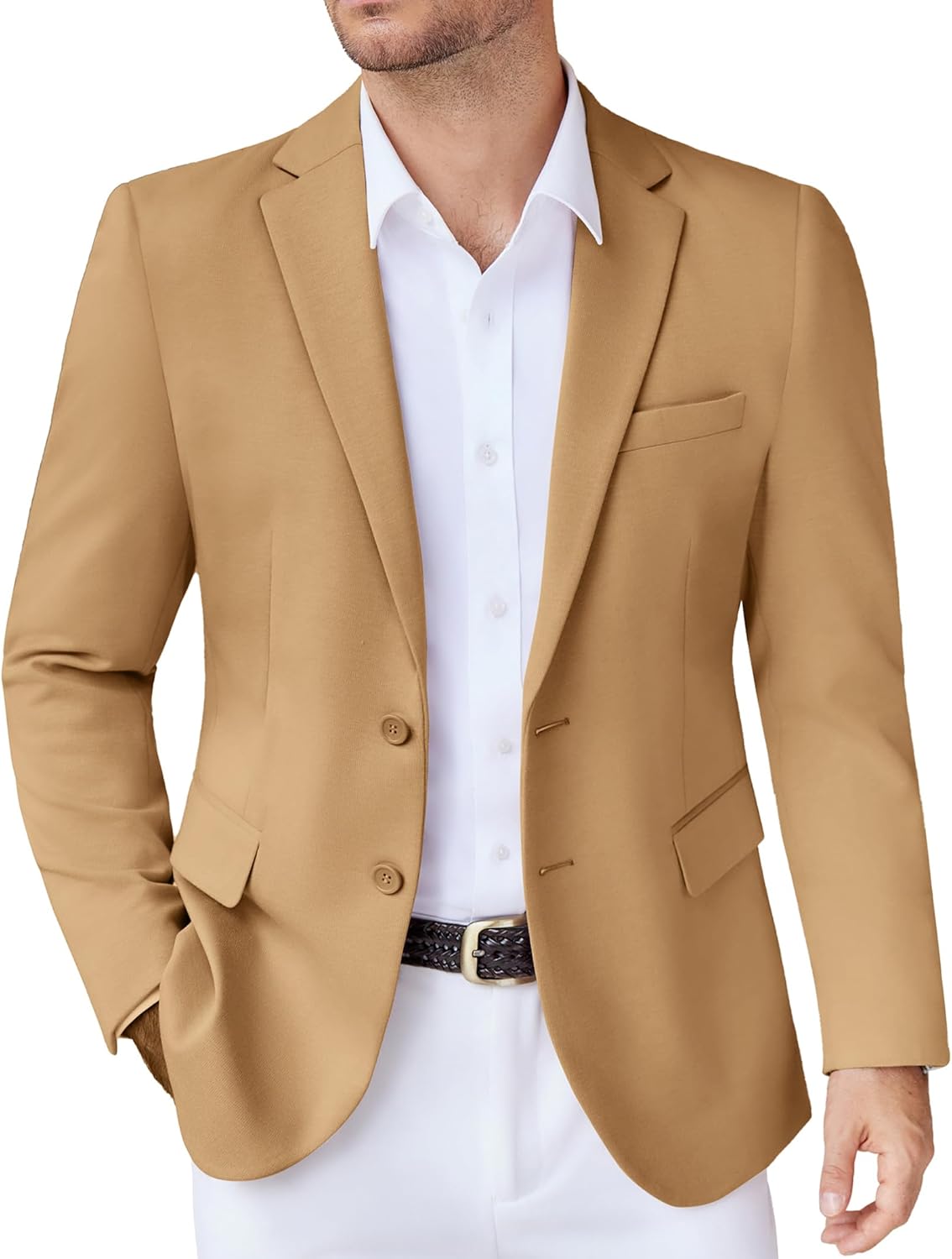 COOFANDY Men's Casual Knit Blazer Stretch Slim Fit Sport Coat Two Button Lightweight Suit Jackets