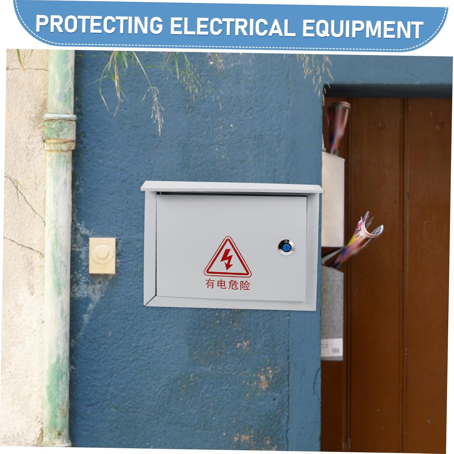 STOBOK Rainproof Distribution Box Outdoor Electrical Box Enclosure Breaker Cover Iron for Homes Workshops Rvs