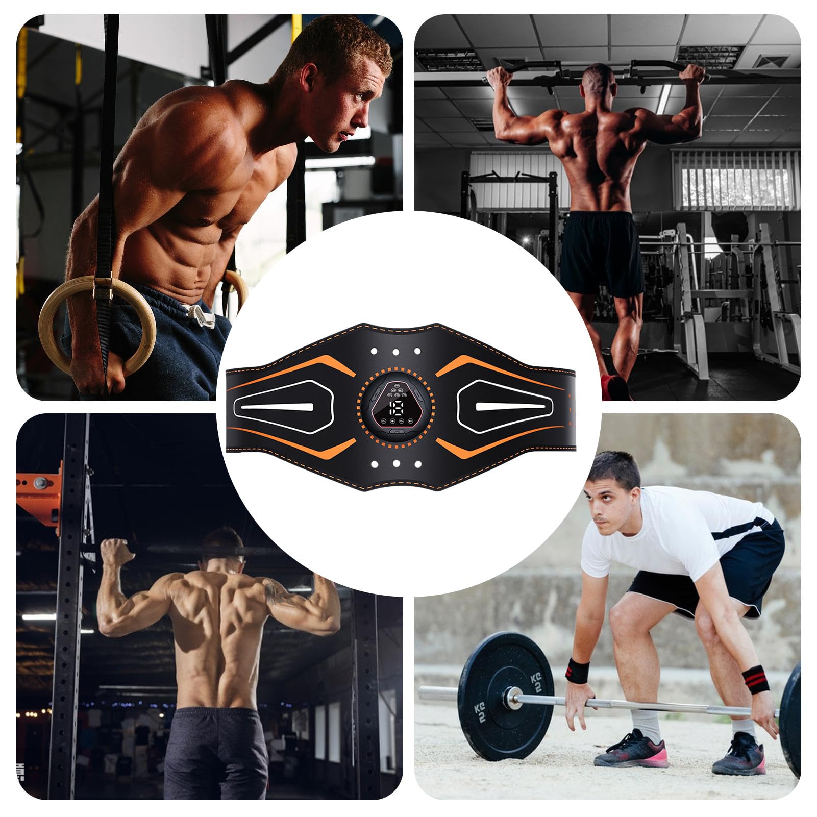 EMS Trainingsgerät,Bauchtrainer Elektrisch EMS Bauchtrainer Gürtel - Ab Stimulator Mit 18 Stufen & 6 Programmen, Digitaldisplay Für Muskelaufbau, Für Zuhause, Fitnessstudio, Reise (118cm, USB)