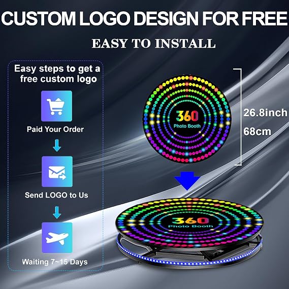 360 Photo Booth Machine for Parties with Flight Case,Logo Customization,Software APP Remote Automatic 360 Spin Camera Booth