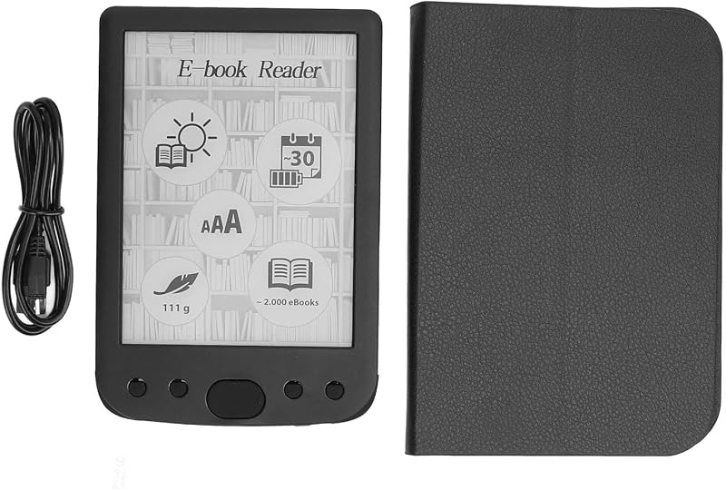 Lector de libros eléctrico de 6 pulgadas, lector de libros electrónicos digital con pantalla táctil, memoria de 8 GB, batería de 2500 mAh, lector de pantalla de tinta electrónica portátil liviano para una experiencia de lectura cómoda