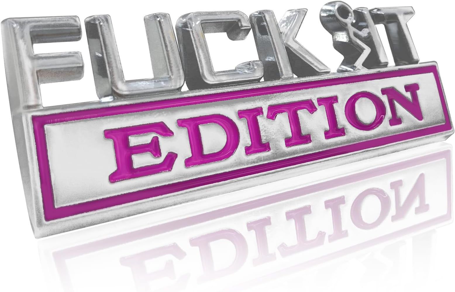 Fuck IT Edition Emblem, Car Exterior Emblems Badge 3D Sticker Decal, Fuck-IT Edition Emblem 3D Fender Badge Decal, 3D Fender Badge Decal Car Truck Replacement, Fit for All Cars (Sliver Purple)