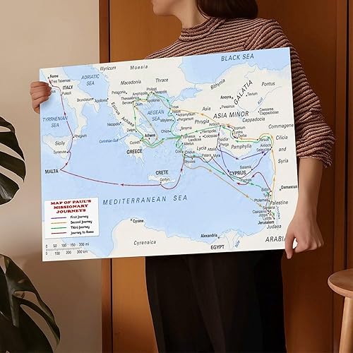 Miniatura 5 de Póster de Paul's Missionary Journeys Bible Story Study Map Poster Lienzo Arte de Pared Pintura Decoración de Dormitorio Para El Hogar, Oficina, Aula