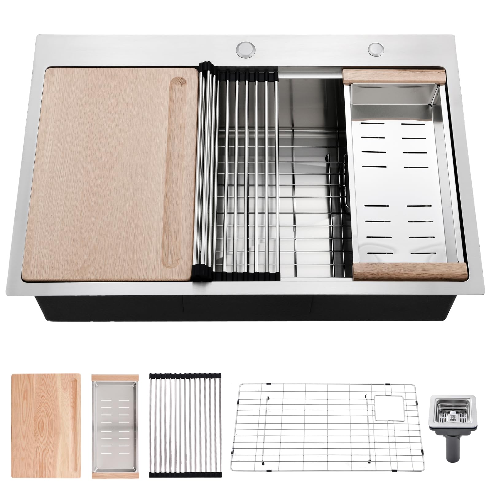 31 Inch Drop In Kitchen Sink Stainless Steel- Abironl 31"x20" Top Mount Kitchen Sink Workstation Ledge 16 Gauge Stainless Steel Kitchen Sink Single Bowl Kitchen Sink with Accessories