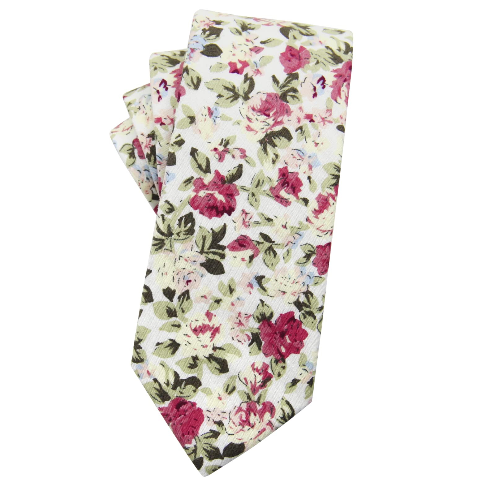 Mantieqingway Men's Cotton Floral Neck Tie 2.56'' Printed Skinny Tie