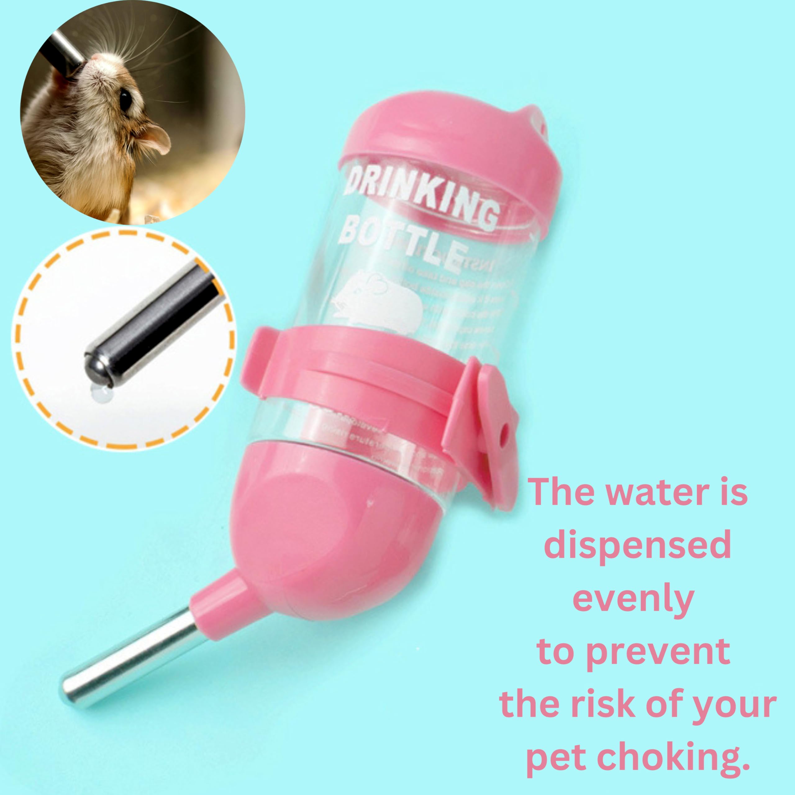 Gerbil Water Bottle Hamster Feeding Set 80ml Leak-Proof Water