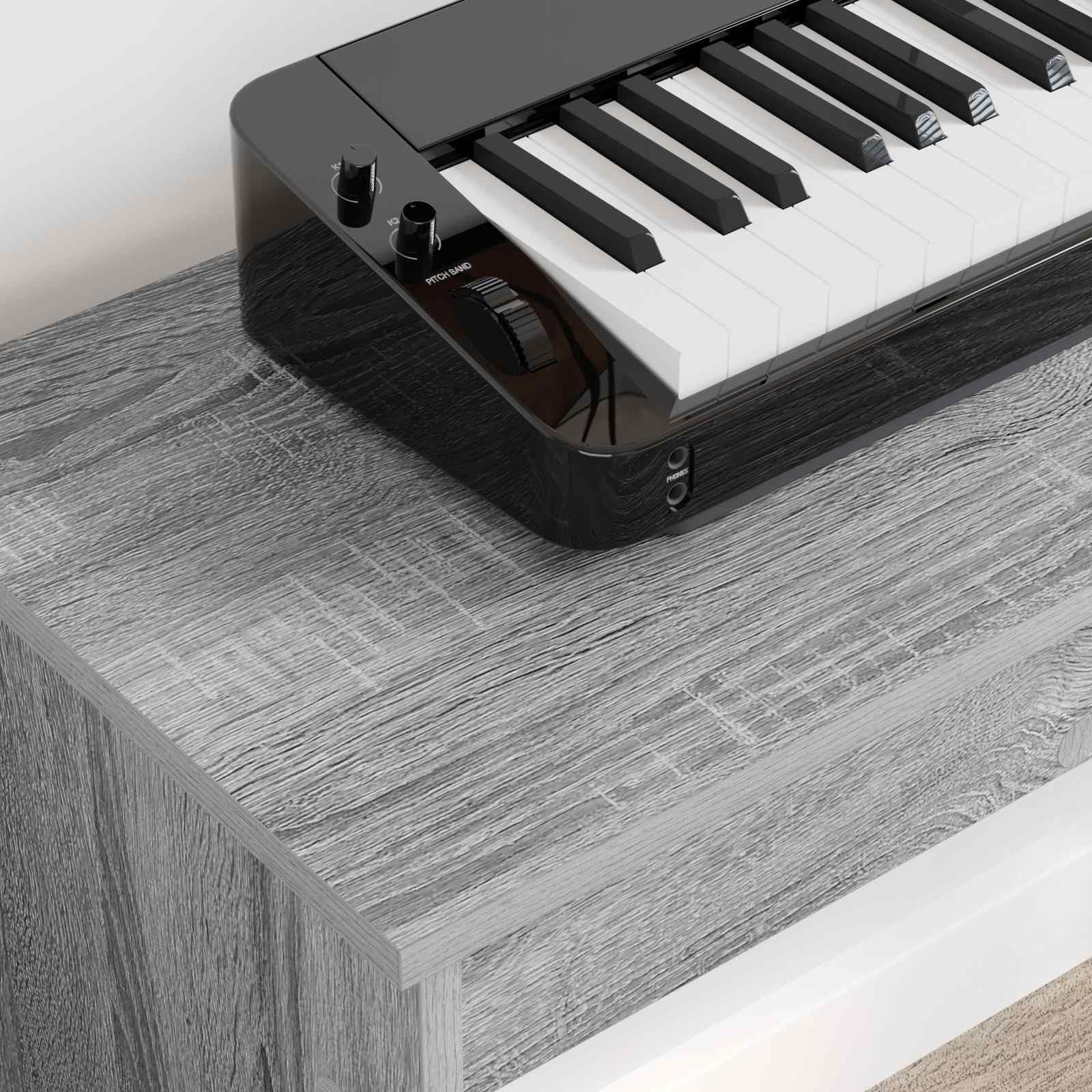 Supporto per pianoforte, in legno Sonoma, 100 x 32 x 64 cm, stabile, antiscivolo, regolabile in altezza, per sintetizzatore, studio, palco, musica, stanza