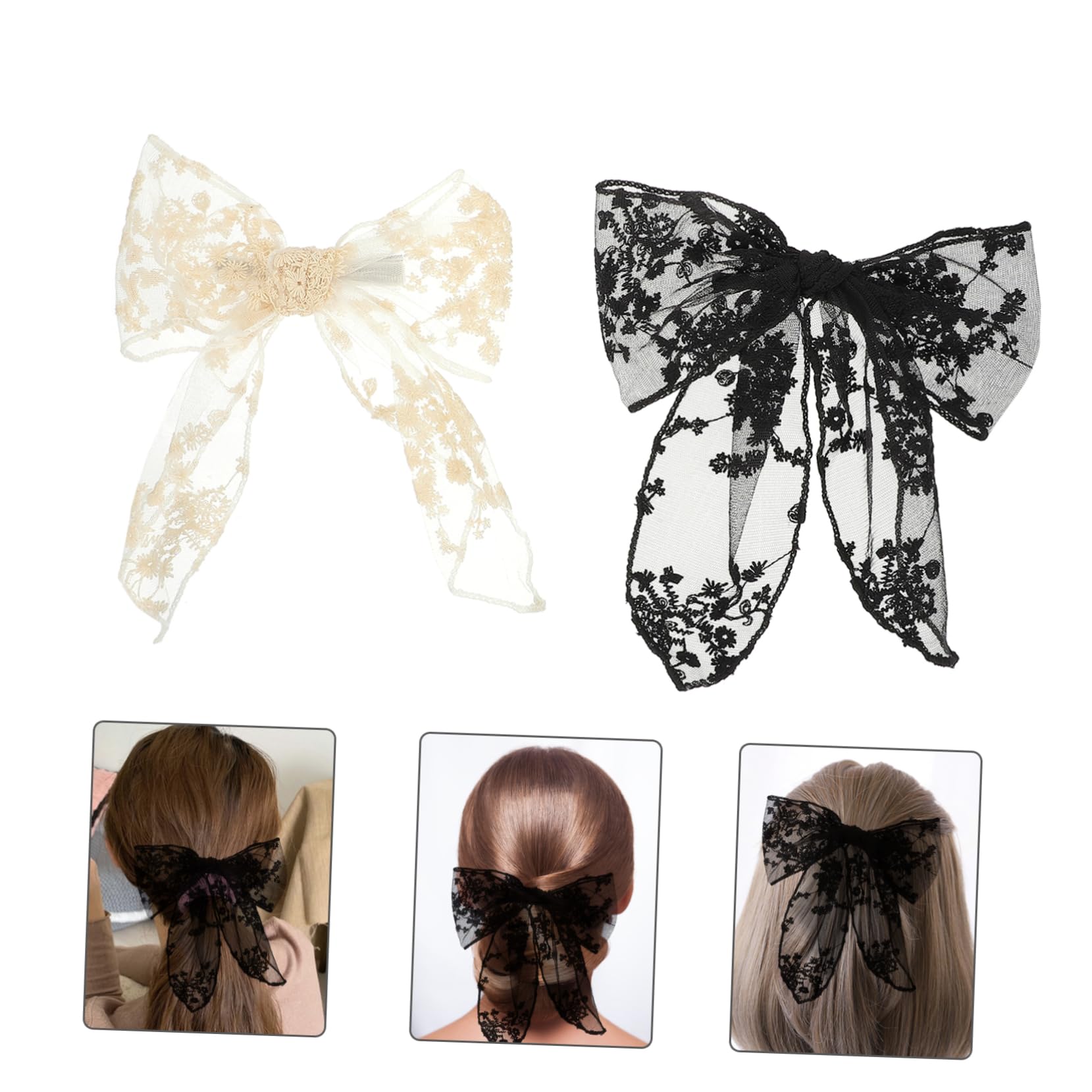 FRCOLOR 4 Set Di Fermagli Per Con Fiocco in Pizzo Alla Moda Per Donne Accessori Per Per Matrimonio Fidanzamento Addio Al Nubilato 2 Pezzi * 4