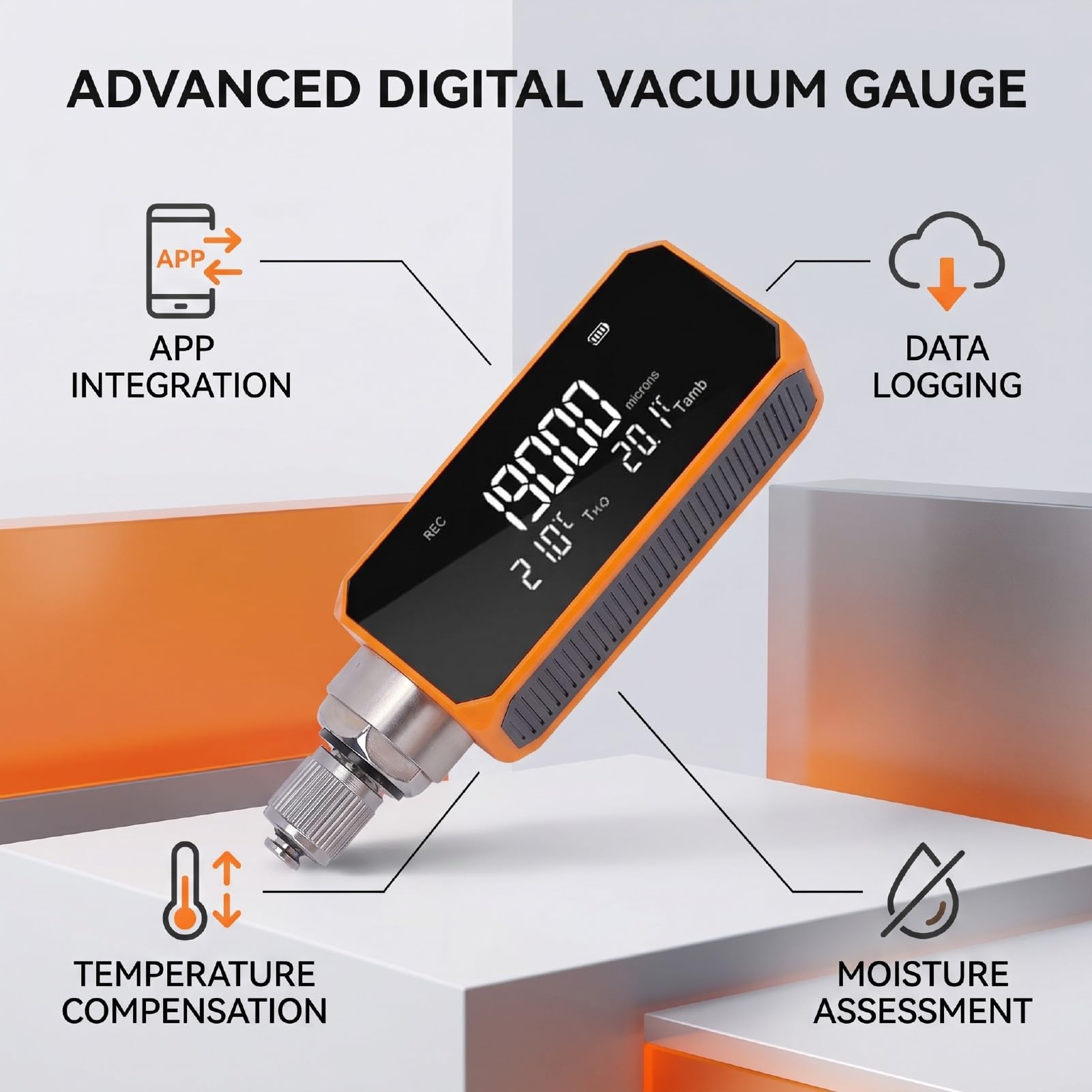 Naroote Vacuómetro Digital 1/4" SAE Recargable