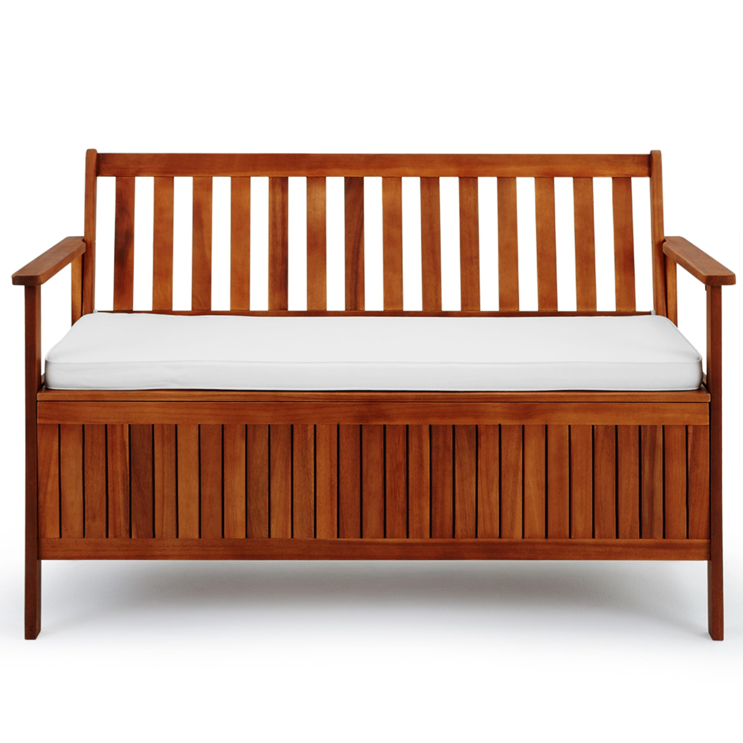 Casaria® Gartenbank Gartenbox Wetterfest Holz 320kg Belastbarkeit Staufach Sitzauflage Regenplane Garten Balkon Sitzbank Parkbank 120x84cm Akazie