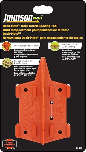 Miniatura 3 de Johnson Level & Tool 60-275 Deck Mate, herramienta de espaciado para tablas de cubierta, naranja, 1 nivel