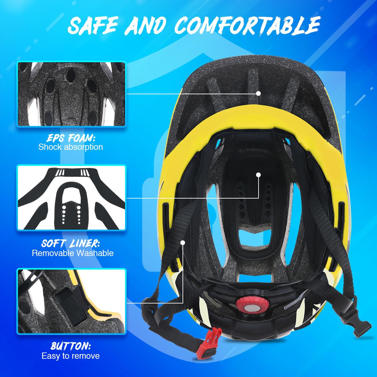 Lixada Kask dziecięcy, kask rowerowy, zintegrowany kask ze zdejmowaną ochroną podbródka, kask ochronny do jazdy na rowerze, deskorolce, rolkach