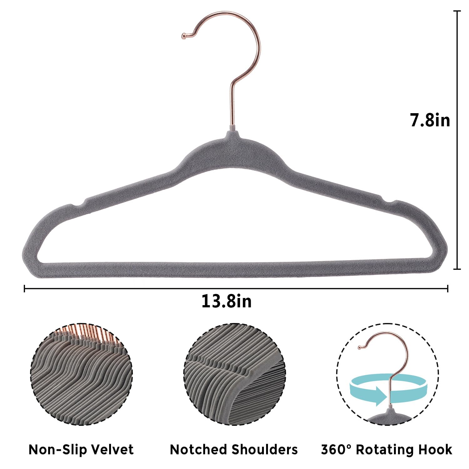 Tonswachic - Juego de 30 perchas de terciopelo para niños, de 14 pulgadas, antideslizantes, de alta calidad, para ropa – perchas de fieltro ultrafinas para bebé para clóset de niños jóvenes con 10