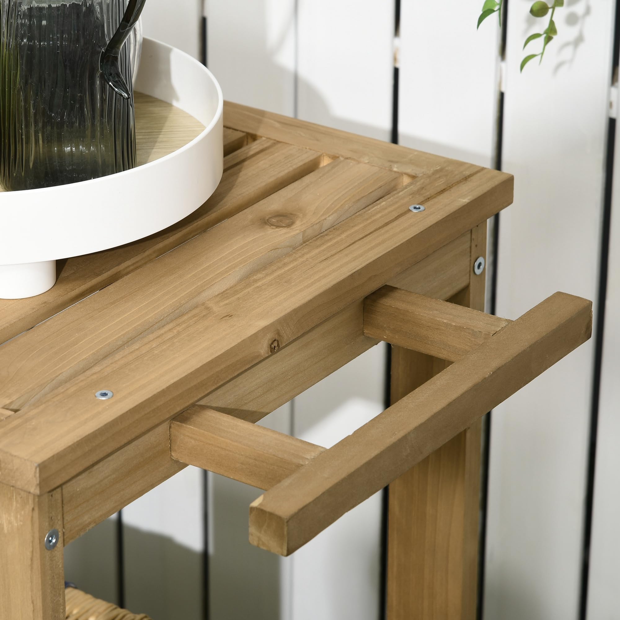 Outsunny Carrello Portavivande da Giardino in Legno di Abete 95x47x74 cm
